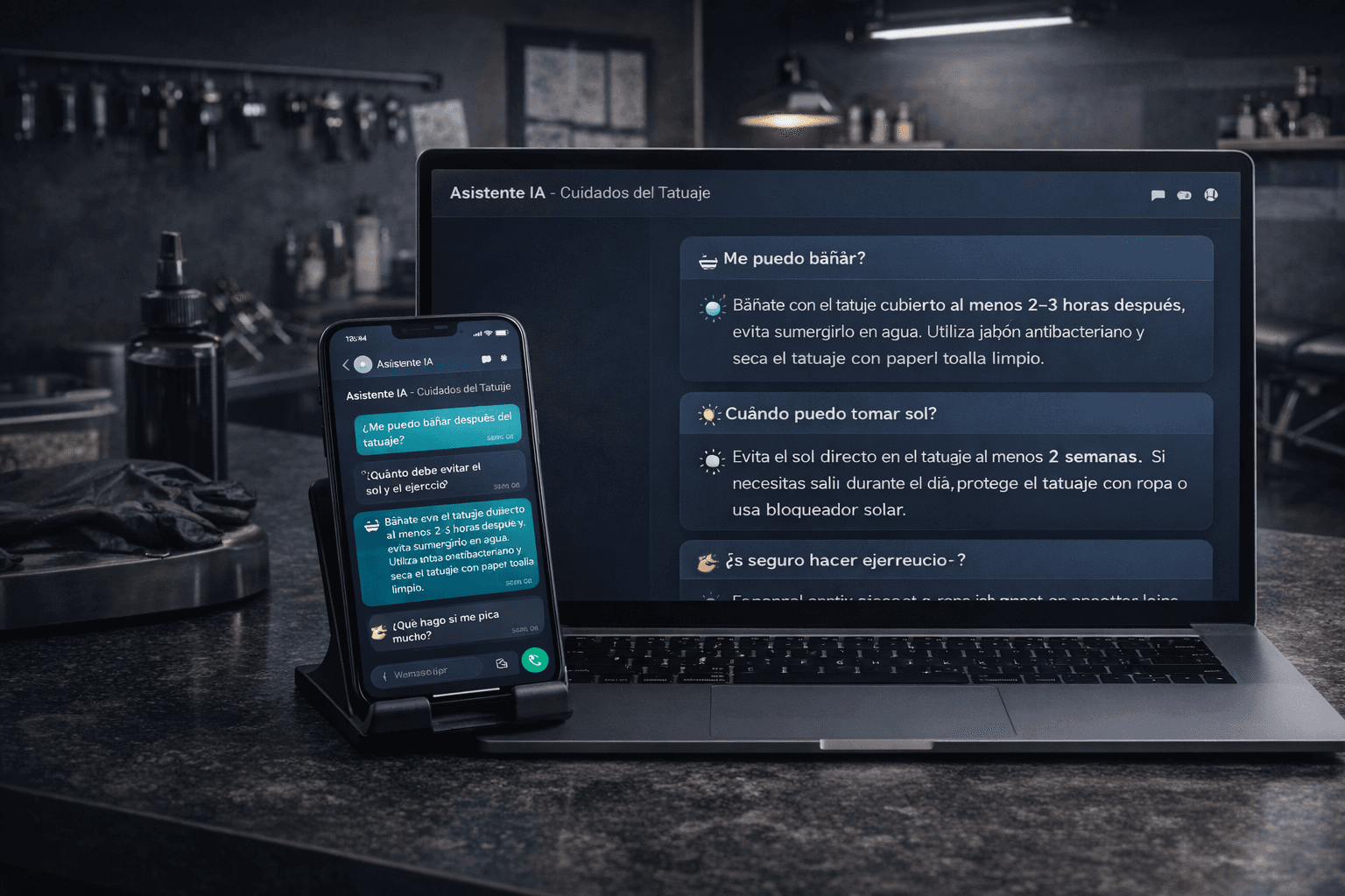 AI assistant answering tattoo aftercare FAQ