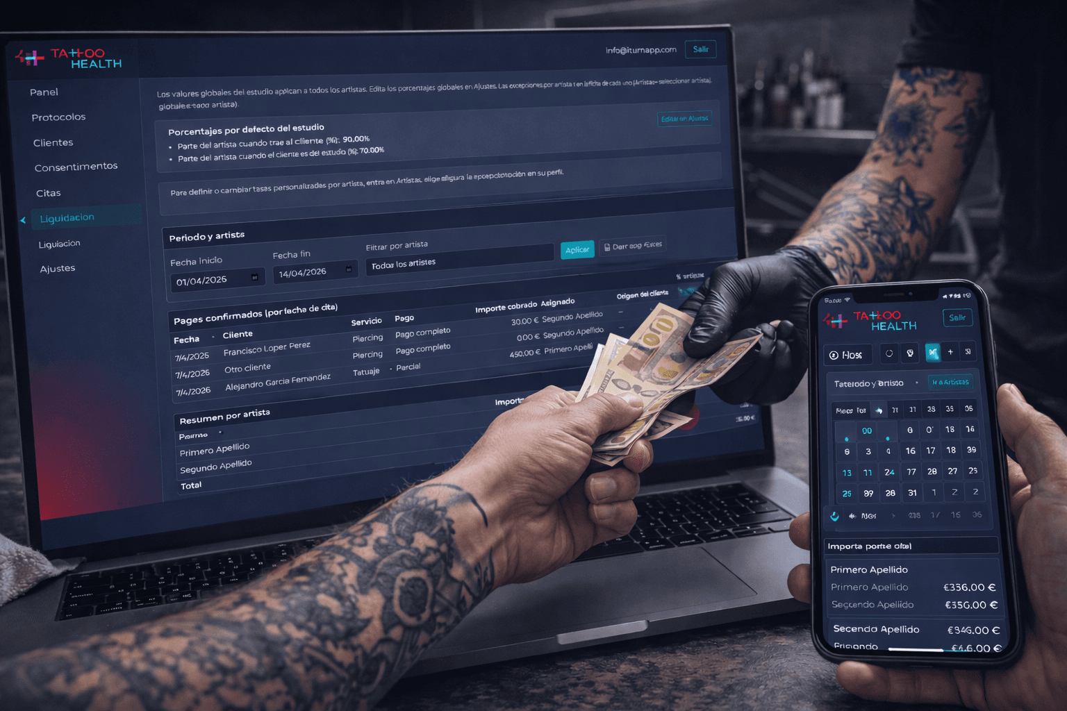 Studio and artist invoicing control dashboard